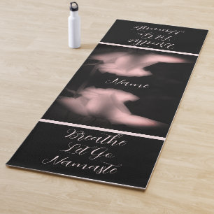 Tapete De Yoga Rosebud Flor Preto E Branco Personalizado