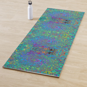 Tapete De Yoga Rotação Retrópica Verde de Espuma Magenta, Azul