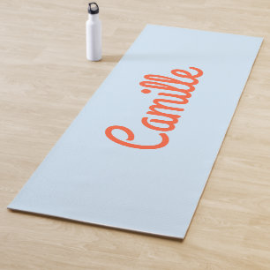 Tapete De Yoga Roteiro Personalizado Simples Fofo Azul e Laranja