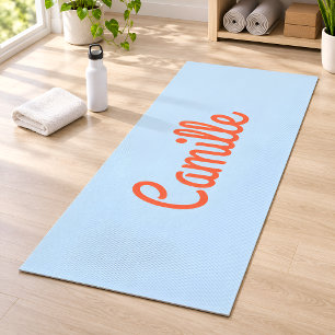 Tapete De Yoga Roteiro Personalizado Simples Fofo Azul e Laranja