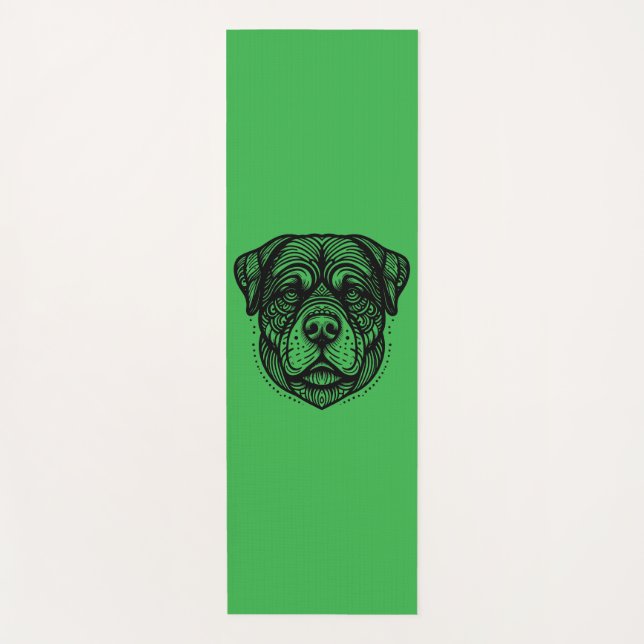 Tapete De Yoga Rottweiler Dog Face Line Art (Frente)