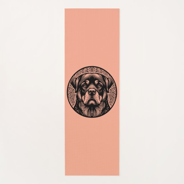 Tapete De Yoga Rottweiler Dog Face Line Art Yoga Mat (Frente)