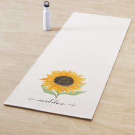 Tapete De Yoga Rótulo de Nome Personalizado com Girassol Rústico 