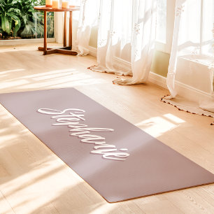 Tapete De Yoga Roxo Lavanda Empoeirado Nome Personalizado Simples