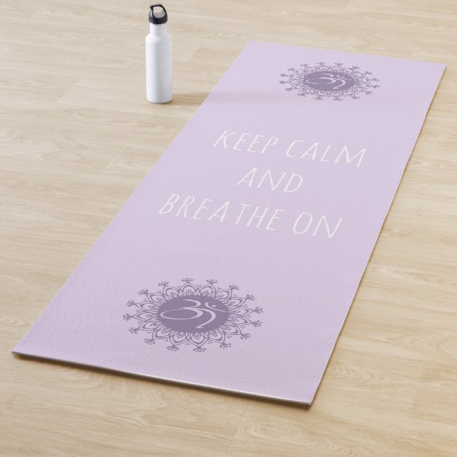 Tapete De Yoga Roxo Om & Mandala Mantenham Calma e Respirem (In Situ)