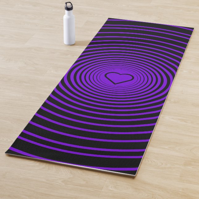Tapete de Yoga Roxo Preto com Coração (In Situ)