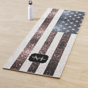 Tapete De Yoga Russo Red White Blue Sparkles Estados Unidos bande