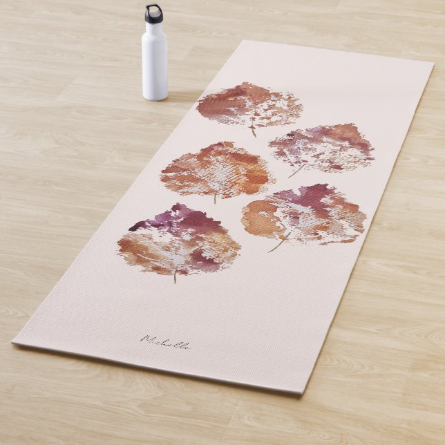 Tapete De Yoga Rustic Autumn Falling Leaves Watercolor Art (In Situ)