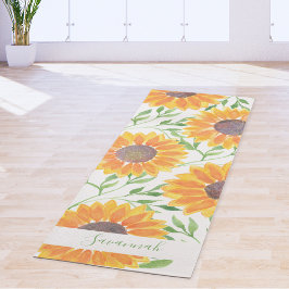 Tapete De Yoga Rustic Sunflower Deixa Nome Personalizado