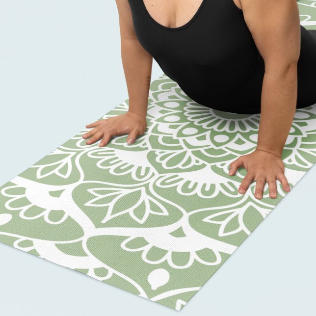 Tapete De Yoga Sage Green Mandala Art (Criador carregado)