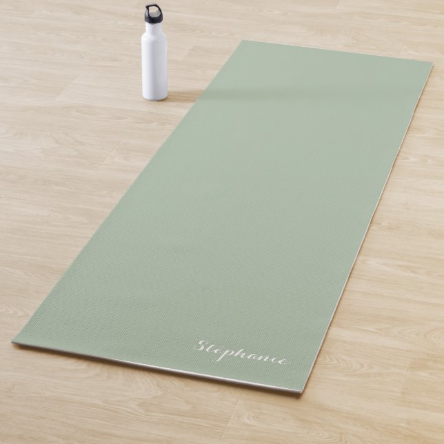 Tapete De Yoga Sage Green Name Modern Elegant Monograma Boho (In Situ)