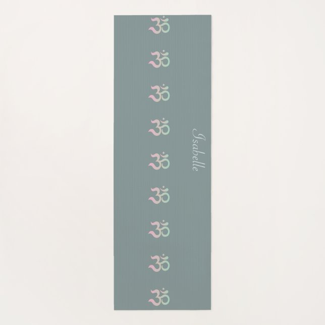 Tapete De Yoga Sage Green Zen Om Pastel Nome Personalizado (Verso)