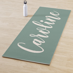 Tapete De Yoga Sage Verde Minimalista Caligrafia Personalizada