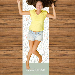 Tapete De Yoga Sage Watercolor Wildflower Floral Custom Name