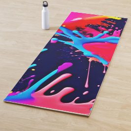Tapete De Yoga Salpicos Elétricos de Cores Vibrantes