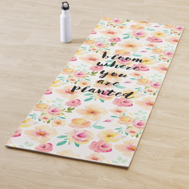 Tapete De Yoga Sangue Onde Você Planta Aquarela Floral (In Situ)
