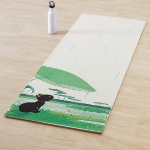 Tapete De Yoga Sapo De Gato De Aquarela Na Chuva