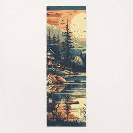 Tapete De Yoga Scandinávia Retro Art Mountain Home