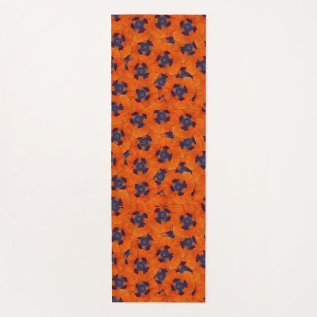 Tapete De Yoga Scarlet Orange Poppy Sem Costura (Frente)