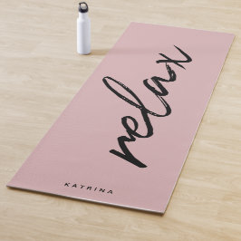 Tapete De Yoga Script Chic Minimalista Blush "Relax"