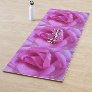 Tapete De Yoga Script de Flor de Rosa Rosa Quente Adicionar Seu N