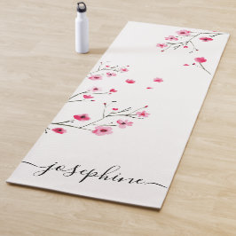 Tapete De Yoga Script de Nome do Chic floral Cherry Blossom