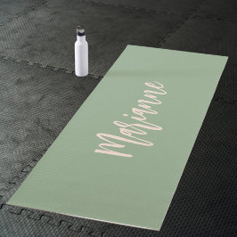 Tapete De Yoga Script de nome personalizado do pêssego verde de s
