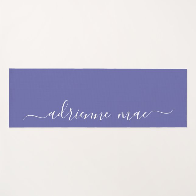 Tapete De Yoga Script Personalizado Roxo e Branco Reversível (Frente (Horizontal))