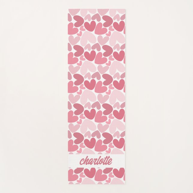 Tapete De Yoga Seamless Pink Hearts Pattern Yoga Mat – Romantic  (Frente)