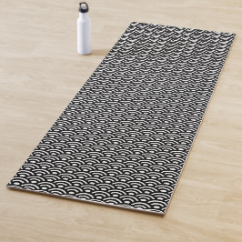 Tapete De Yoga Seigaiha, Ondas, Japonês, Preto e Branco