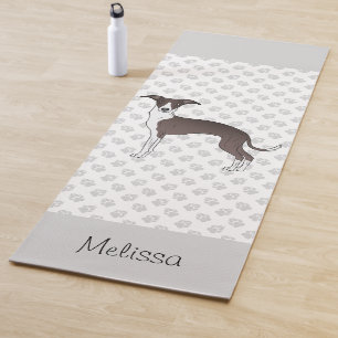 Tapete De Yoga Selo E Greyhound Italiano Branco Com Nome Personal