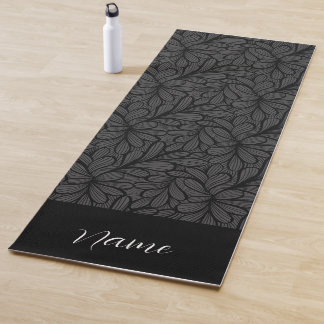 Tapete De Yoga Selva Preta Elegante de Nome Personalizado