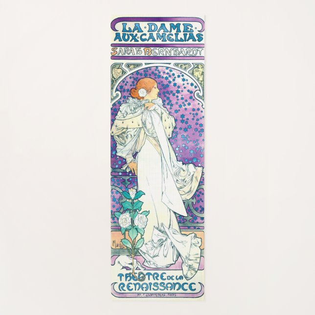 Tapete De Yoga Senhora das Camelias, Alphonse Mucha (Frente)