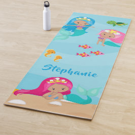 Tapete De Yoga Sereia Bonita Personalizada Rapariga Sob O Mar