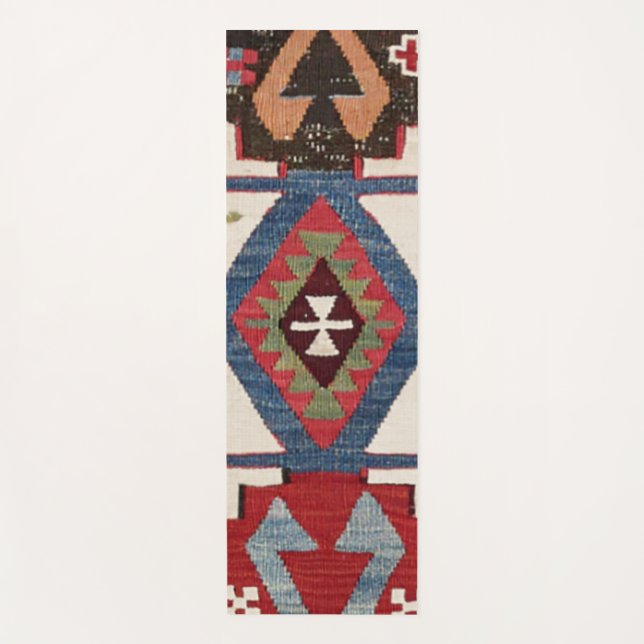 Tapete De Yoga Seta em Diamante Azul Konya // Século XIX (Frente)