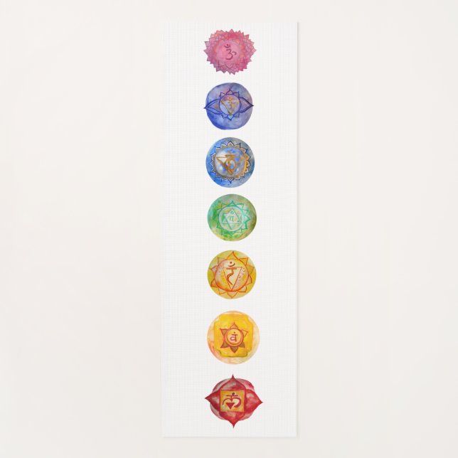 Tapete De Yoga Sete chakras - marca aquarela (Frente)