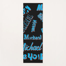Tapete De Yoga Seu nome é padrão monograma azul preto