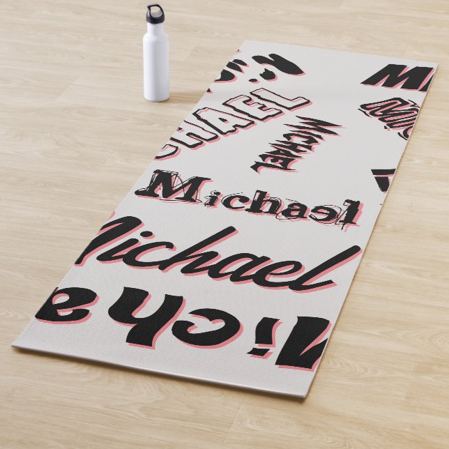 Tapete De Yoga Seu nome é padrão monograma rosa cor sombra (In Situ)