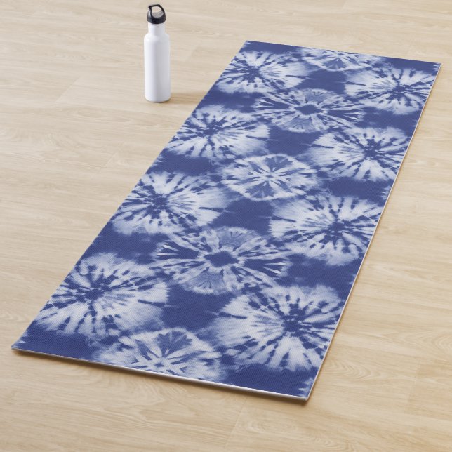 Tapete De Yoga Shibori Indigo Blue Tie Abstrato (In Situ)