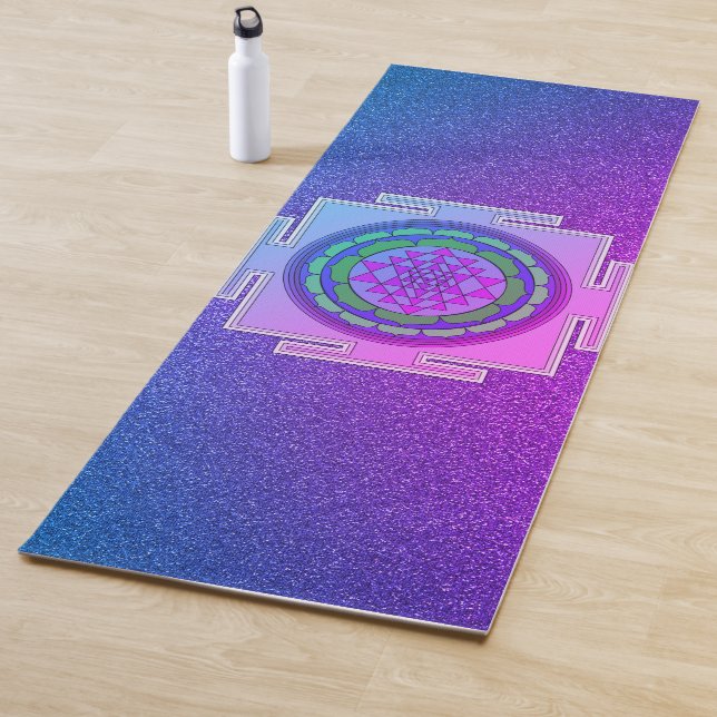 Tapete De Yoga Shimmery Purple e Pink Yantra (In Situ)