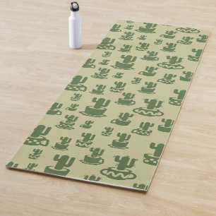 Tapete De Yoga Silhueta de cacto sucessivo em copos e potes