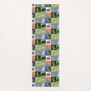 Tapete De Yoga Silhuetas de Gato Colorido legal em Quilt Squares