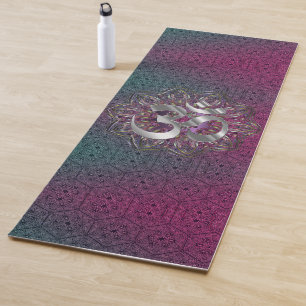 Tapete De Yoga Silver OM Hexagonal Mandala