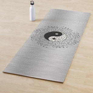 Tapete De Yoga Silver Shimmery Leaf Wreath Yin Yang Yoga Mat