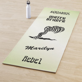 Tapete De Yoga Símbolo Aquarius Zodiac e Símbolo Verde