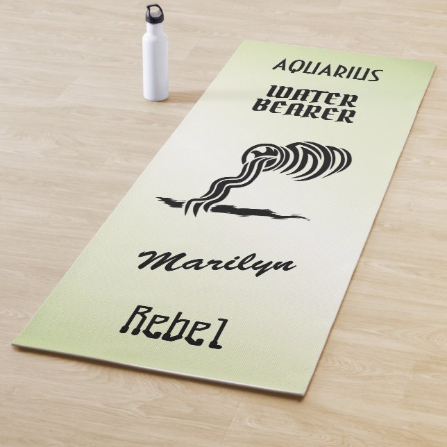 Tapete De Yoga Símbolo Aquarius Zodiac e Símbolo Verde (In Situ)