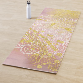 Tapete De Yoga Símbolo de Símbolo de Mandala Dourado rosa para ti