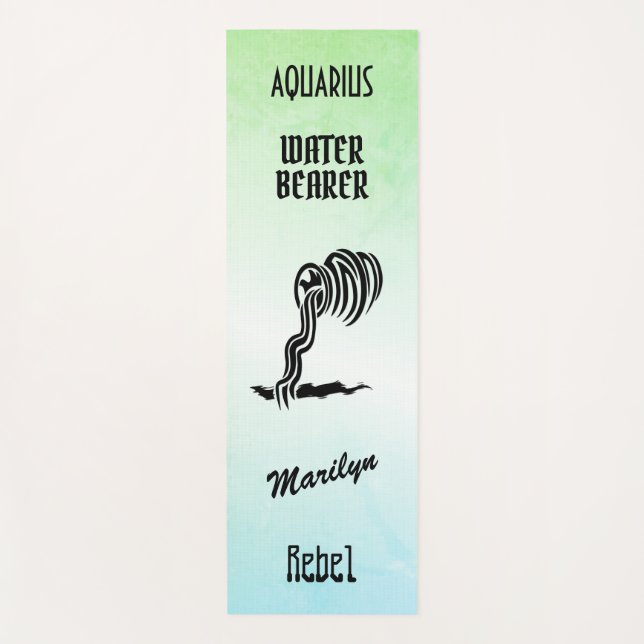 Tapete De Yoga Símbolo e Símbolo de Aquarius Zodiac (Frente)