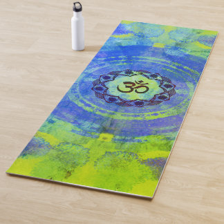 Tapete De Yoga Símbolo Ohm, mandala - verde