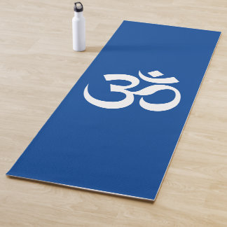 Tapete De Yoga Símbolo Om Yoga Espiritual Azul Profundo